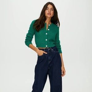 Aritzia Green Cropped Cardigan/Sweater